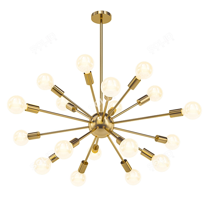 Golden Sputnik 18-Light Chandelier 3D model image 1