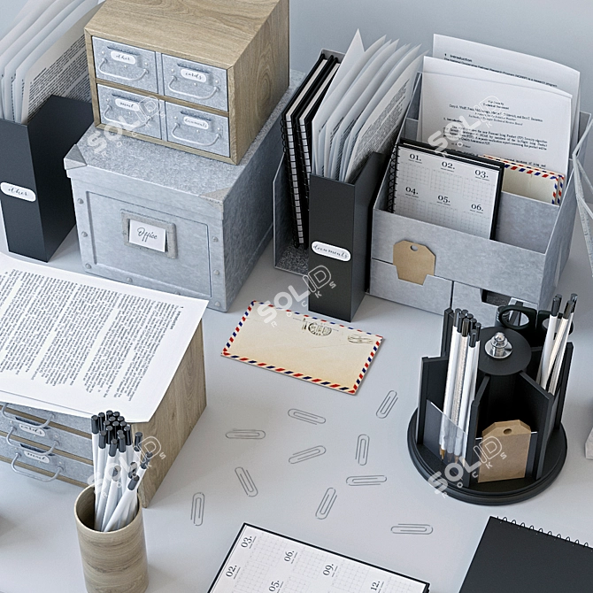 Elegant Office Essentials Set 3D model image 2