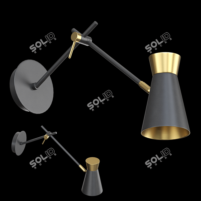 KERTY WALL: Stylish Metal Wall Lamp 3D model image 1