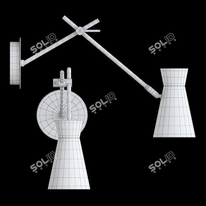 KERTY WALL: Stylish Metal Wall Lamp 3D model image 4