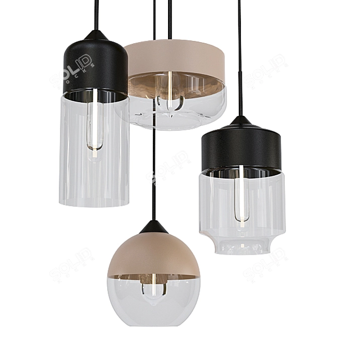 Modern Geometric Chandelier Collection 3D model image 3