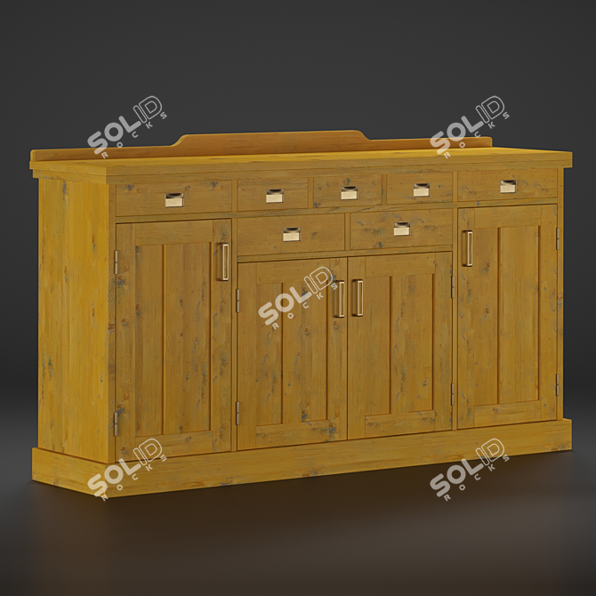 Luxury Yacht Oak Cabinet 3D model image 1