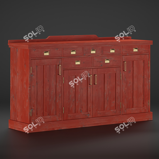 Luxury Yacht Oak Cabinet 3D model image 3