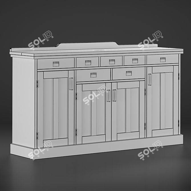 Luxury Yacht Oak Cabinet 3D model image 4