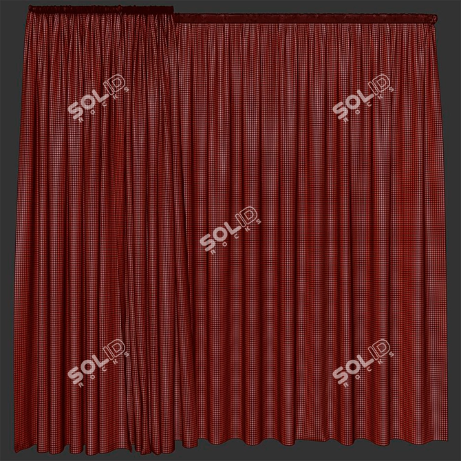 Elegant Deep Red Curtains 3D model image 2