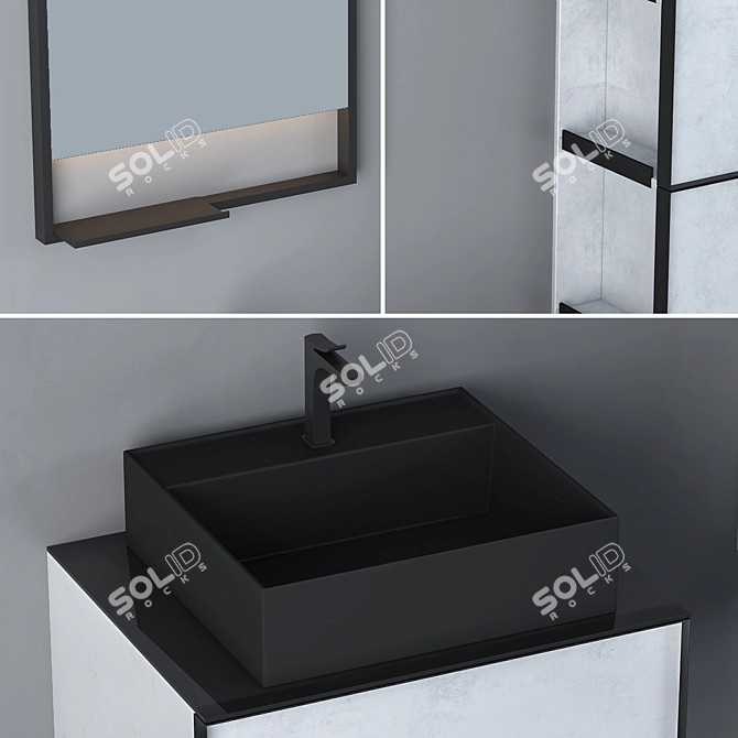 Sleek Modern Bathroom Cabinet 3D model image 2