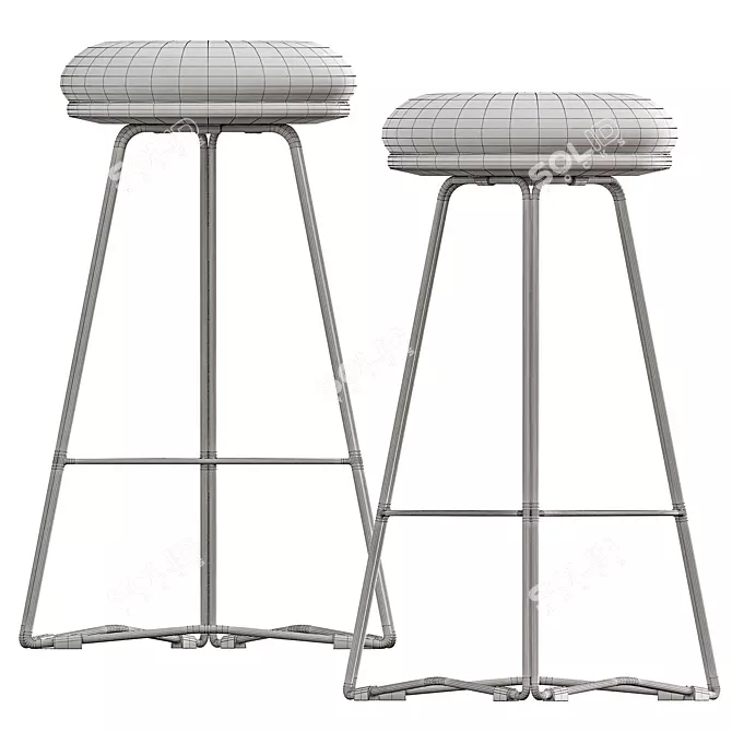 TRI650 Soft Top Stool: Sleek, Stylish, and Sturdy 3D model image 3