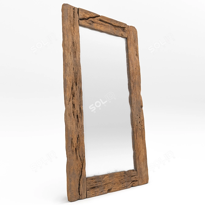 Elegant Wooden Mirror 3D model image 1