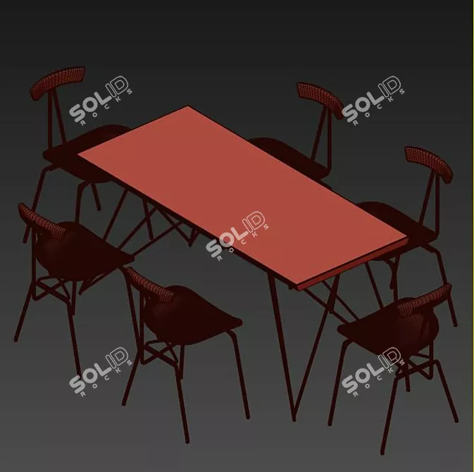 Elegant 4union Dining Set 3D model image 3