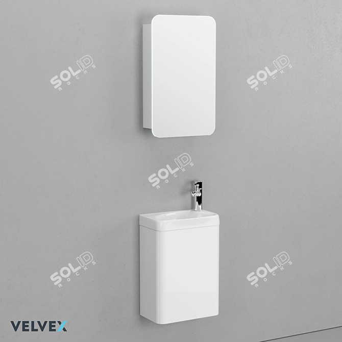 Velvex Bio 40 Collection: Mirror Cabinet, Floating Vanity, Sink 3D model image 1