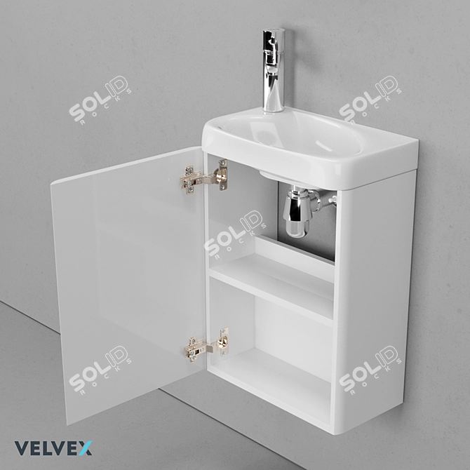 Velvex Bio 40 Collection: Mirror Cabinet, Floating Vanity, Sink 3D model image 3