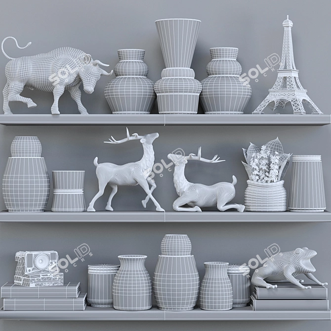 3D Decorative Shelf Display 3D model image 3