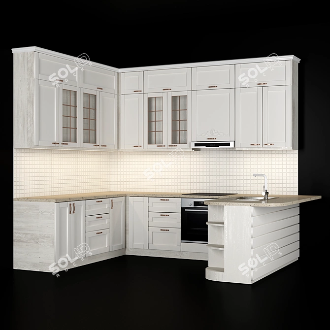 Sleek 3-Piece Kitchen Set 3D model image 5