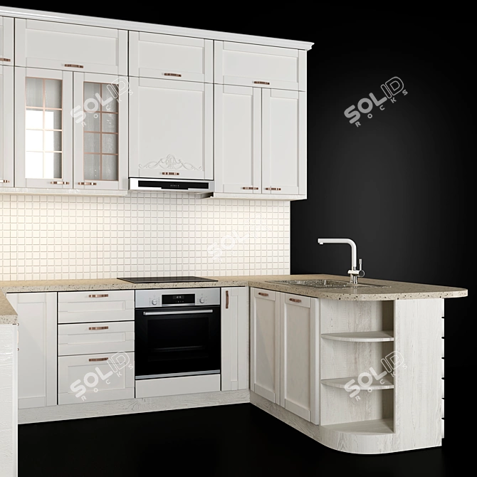 Sleek 3-Piece Kitchen Set 3D model image 6