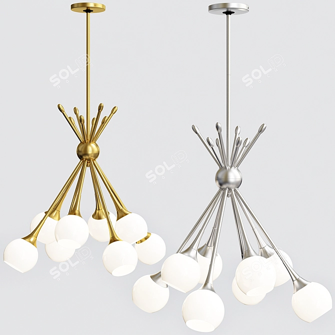 Mid-Century 8-Light Mobile Chandelier 3D model image 1