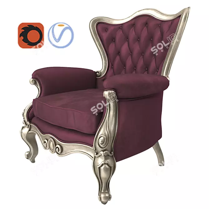 Elegant Royal Classic Armchair 3D model image 3