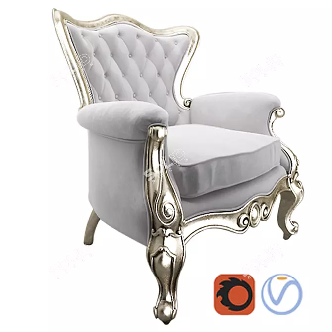 Elegant Royal Classic Armchair 3D model image 4