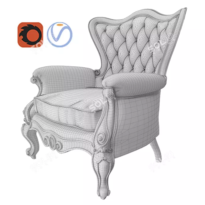 Elegant Royal Classic Armchair 3D model image 5