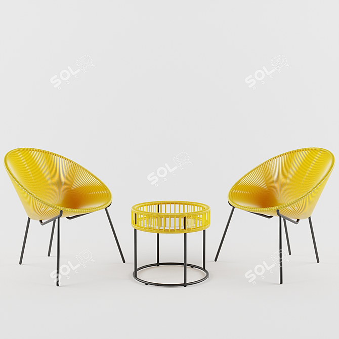 Elegant Salsa Chairs & Table 3D model image 1