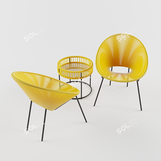 Elegant Salsa Chairs & Table 3D model image 2