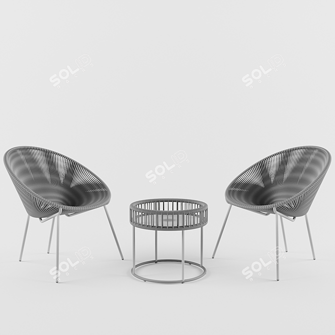 Elegant Salsa Chairs & Table 3D model image 4