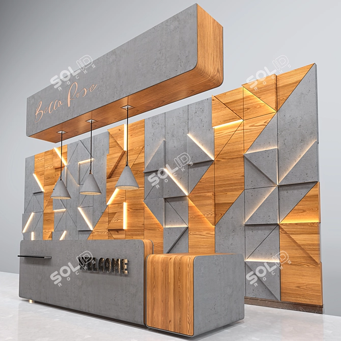 Sleek Reception Desk for Hotels 3D model image 1