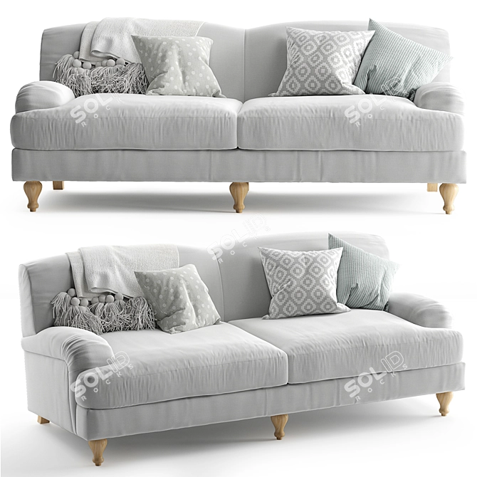 Elegant Rose Fabric Sofa 3D model image 1