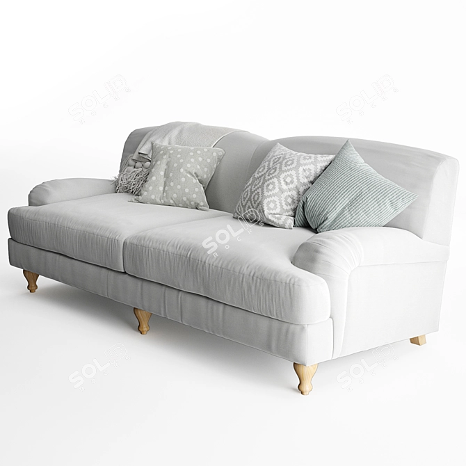 Elegant Rose Fabric Sofa 3D model image 3