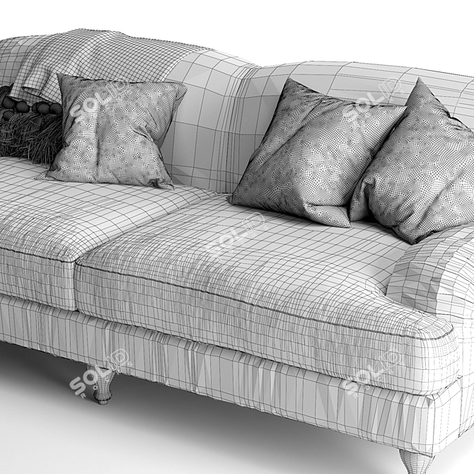 Elegant Rose Fabric Sofa 3D model image 5