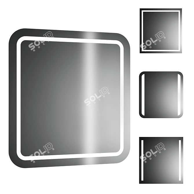 Modern LED Light Mirror 3D model image 2