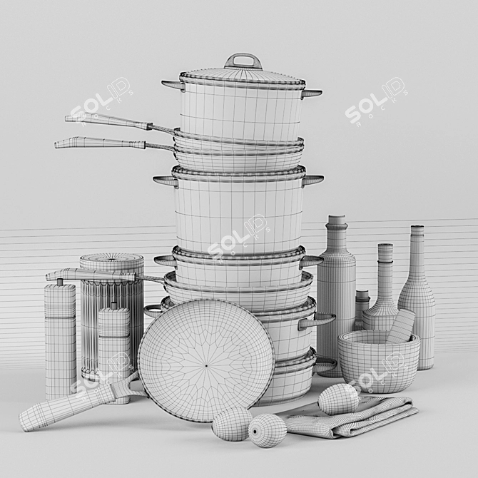 Kitchen Chic Decor Set 3D model image 4