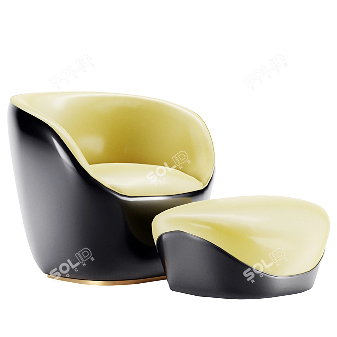 Sleek Yellow Armchair 3D model image 1