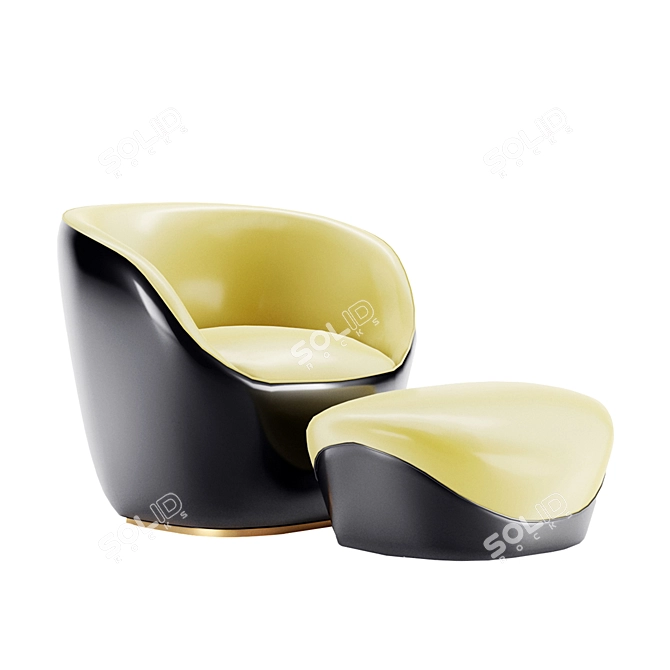 Sleek Yellow Armchair 3D model image 3