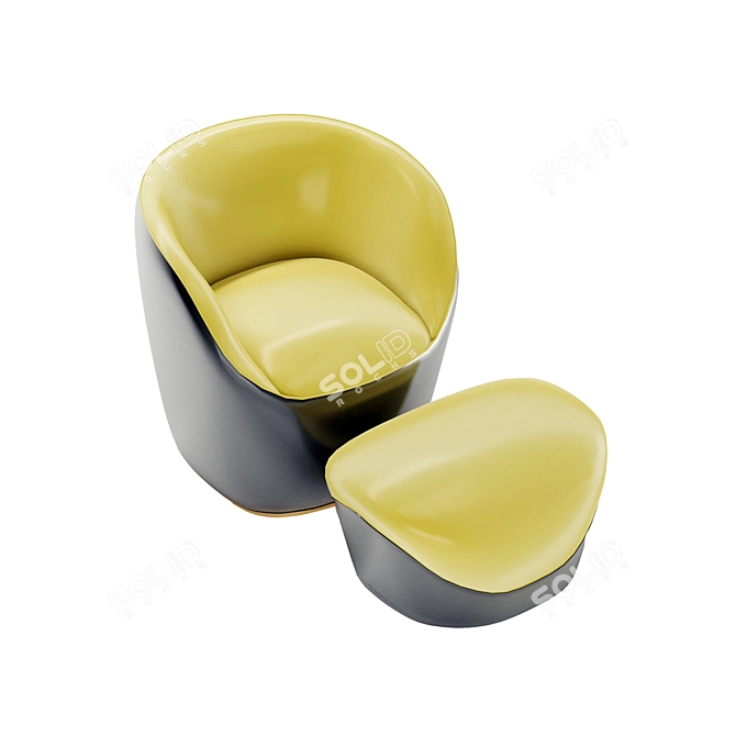 Sleek Yellow Armchair 3D model image 4