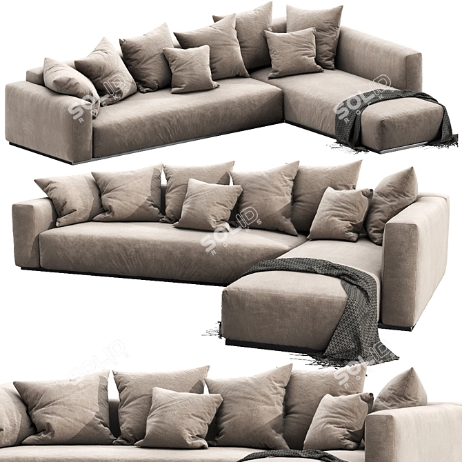 Sleek Flexform Lario Chaise Lounge 3D model image 2