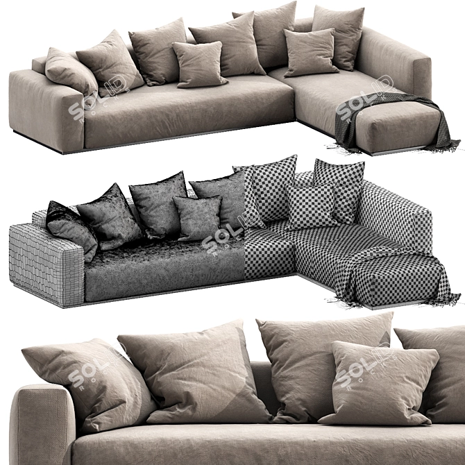 Sleek Flexform Lario Chaise Lounge 3D model image 3