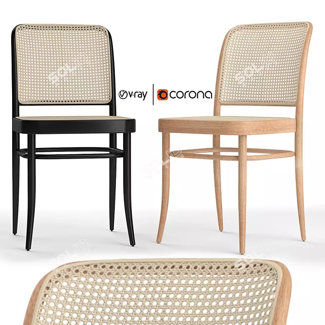 Elegant Hoffmann Dining Chair 3D model image 1