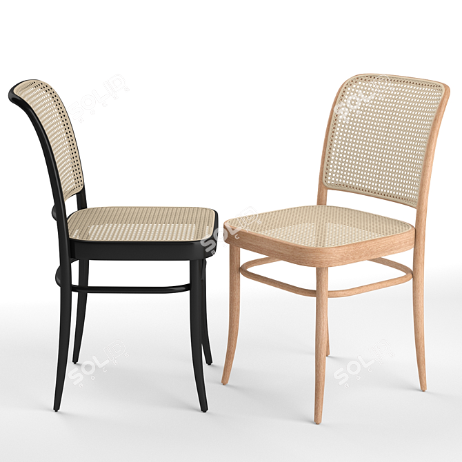 Elegant Hoffmann Dining Chair 3D model image 4