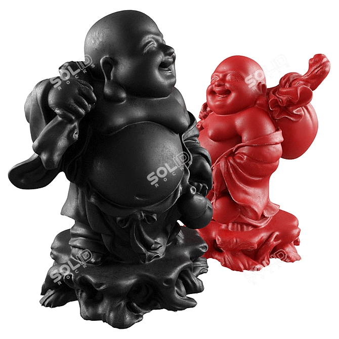 Asian Wealth God Laughing Statue 3D model image 1