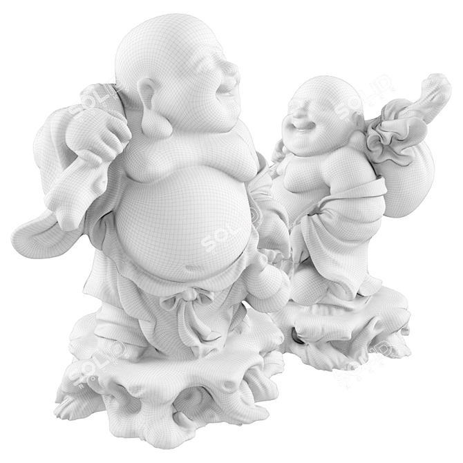 Asian Wealth God Laughing Statue 3D model image 2