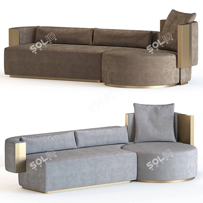 Elegant Bronze Patinated Sofa 3D model image 1