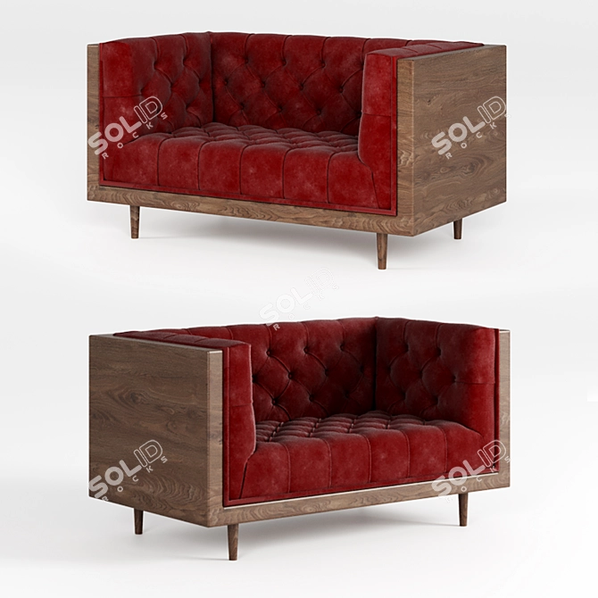 Mid Century Danish Modern Walnut Armchair 3D model image 1