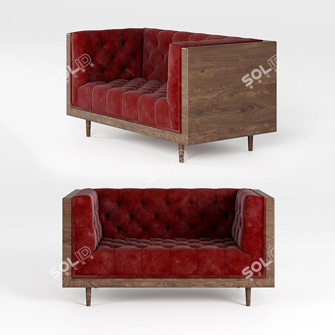Mid Century Danish Modern Walnut Armchair 3D model image 2