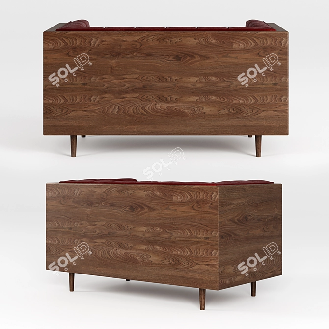 Mid Century Danish Modern Walnut Armchair 3D model image 3