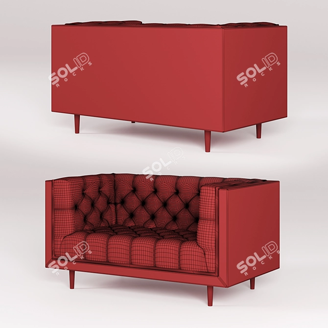 Mid Century Danish Modern Walnut Armchair 3D model image 4