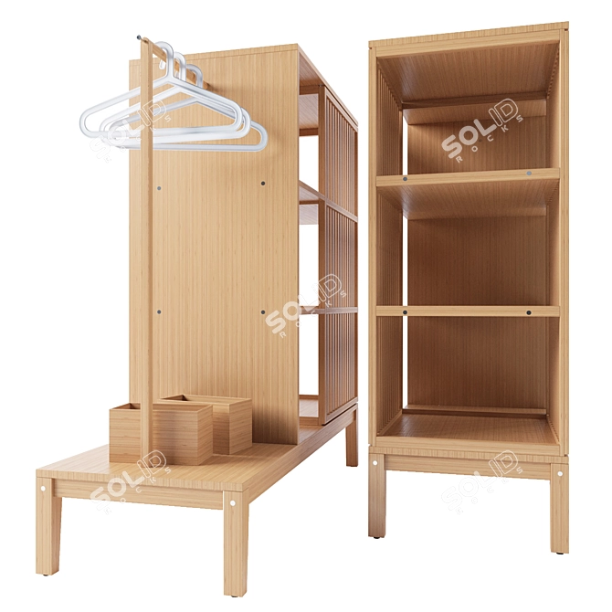 Versatile 3-in-1 Nordkisa Bamboo Wardrobe 3D model image 2