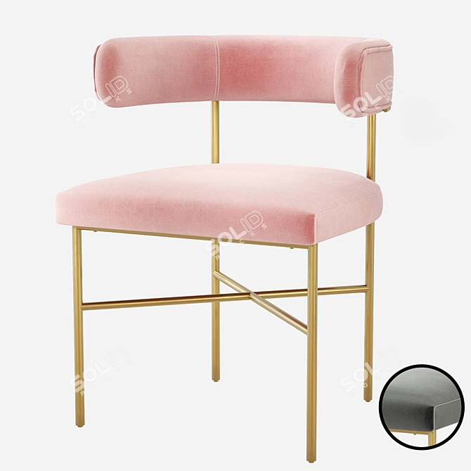 Elegant Kim Velvet Dining Chair 3D model image 1