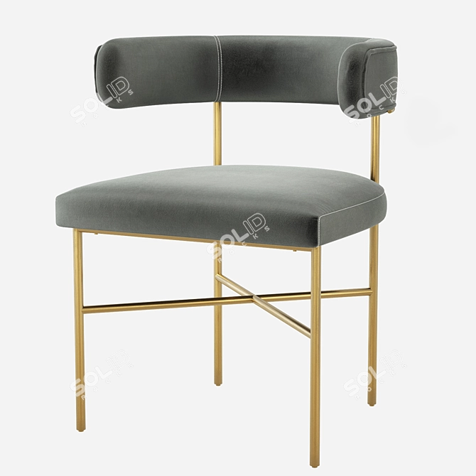 Elegant Kim Velvet Dining Chair 3D model image 2