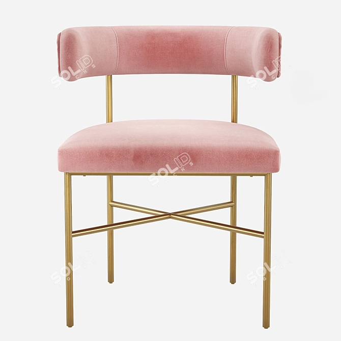 Elegant Kim Velvet Dining Chair 3D model image 3