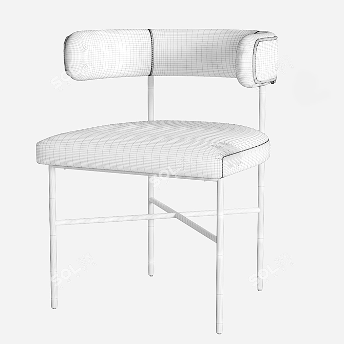 Elegant Kim Velvet Dining Chair 3D model image 5